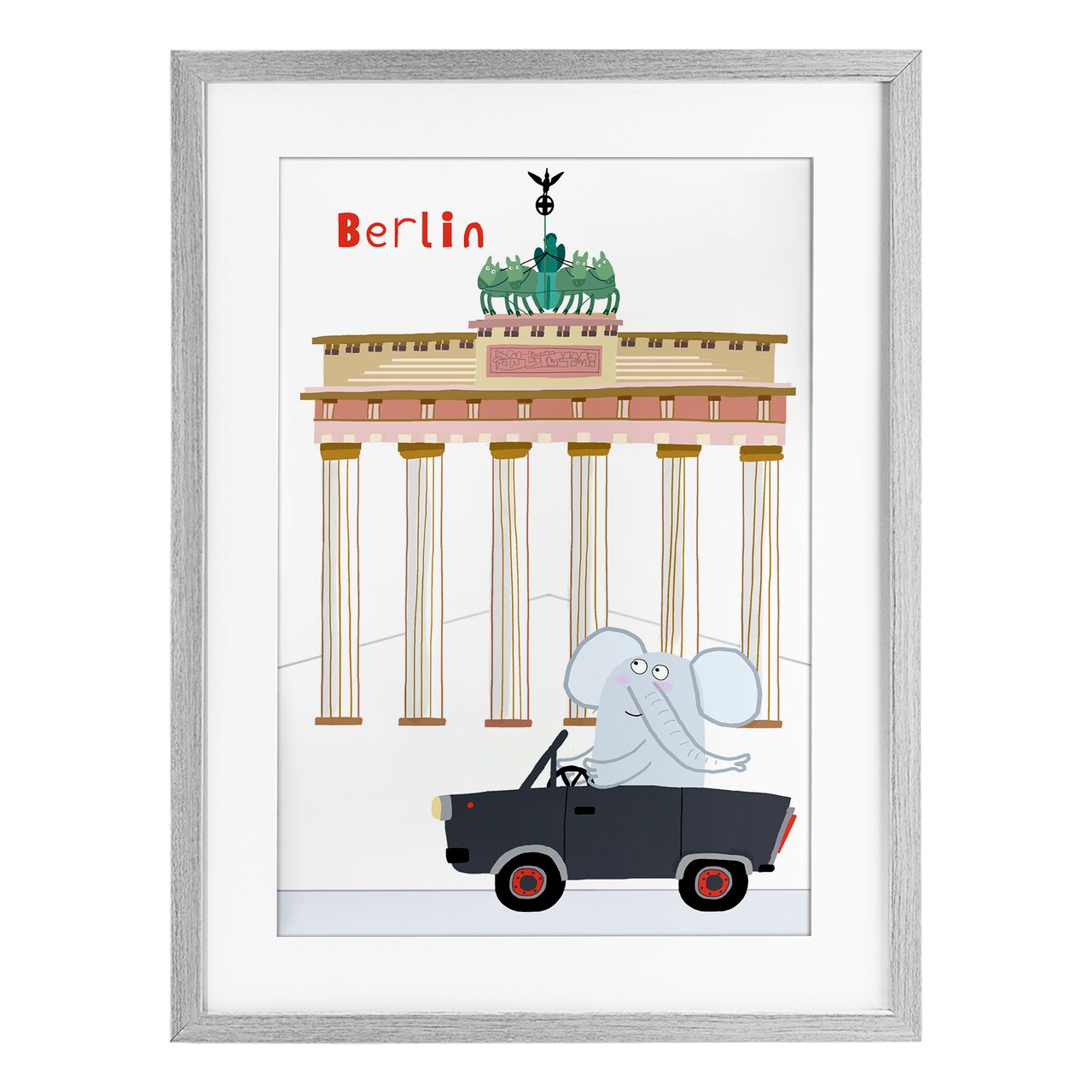 Stupell Industries Elephant & Berlin Architecture Framed Print Under Glass, design by Carla Daly